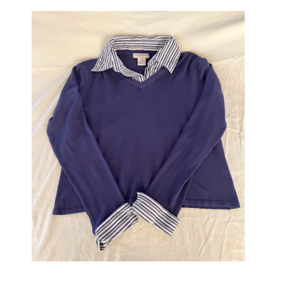 Notations Brand One Piece Navy Sweater Top Size Petite Medium